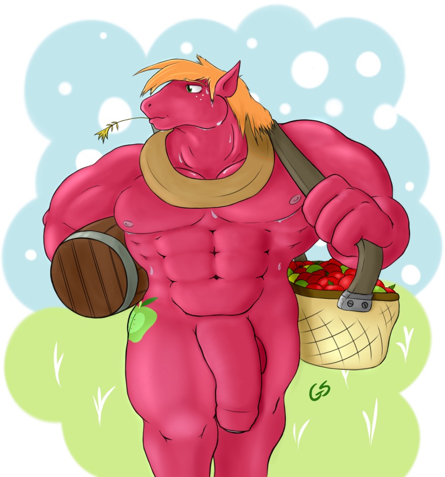 anthro anthrofied big_macintosh_(mlp) earth_pony equine friendship_is_magic horse huge_muscles male male_only muscles my_little_pony pony rule34 smooth_skin tagme