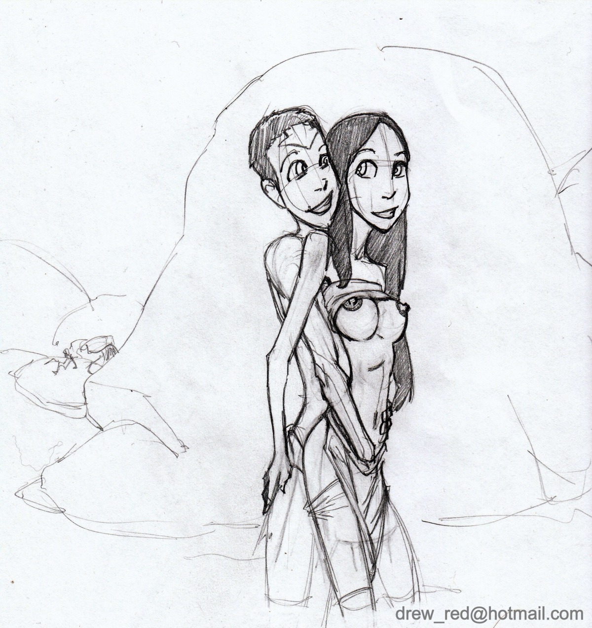1boy 1girls aang air_nomad airbender_tattoo avatar_legends avatar_the_last_airbender black_and_white breasts clothing female human katara male male/female medium_breasts reddrew rule34 straight the_avatar water_tribe