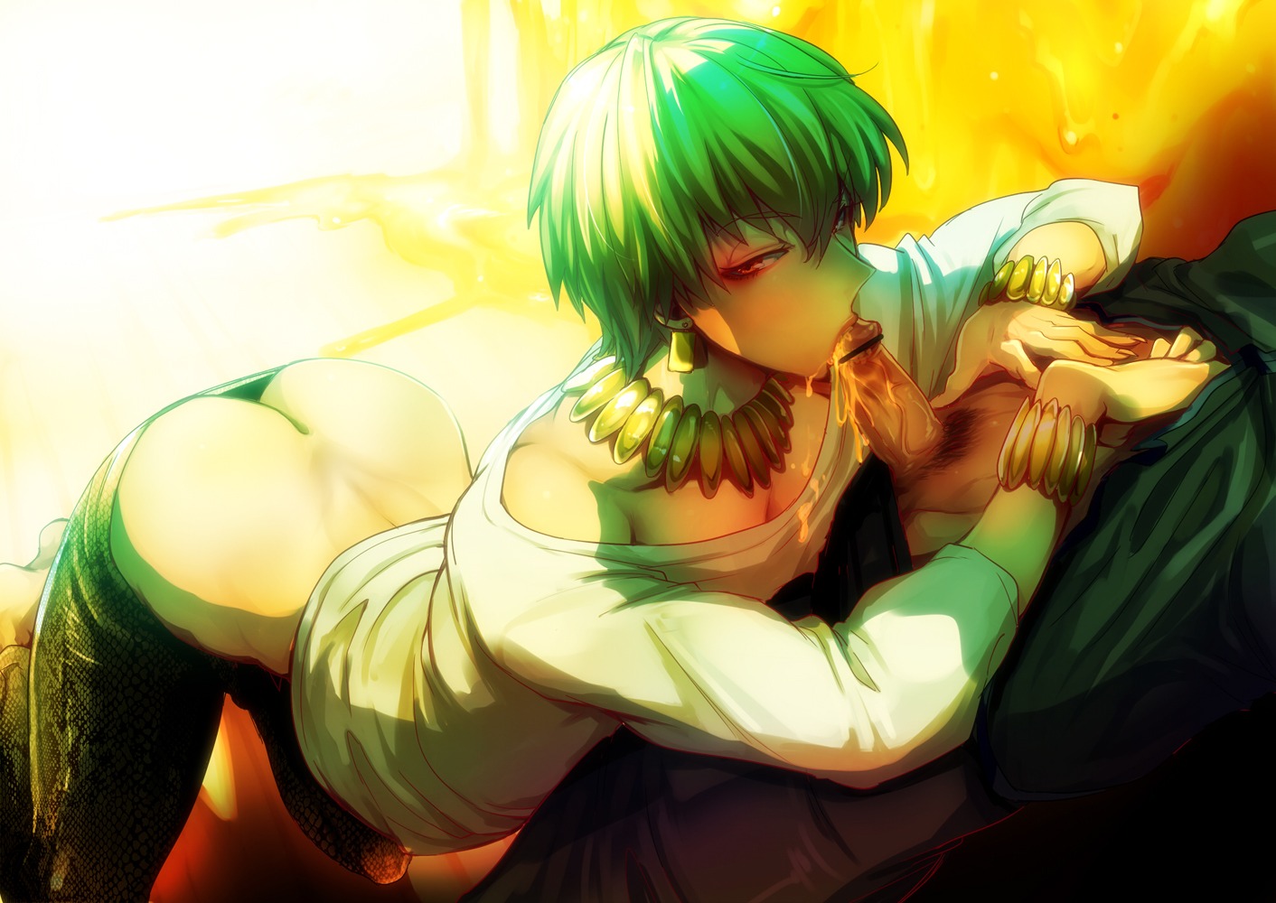 2boys ass cum cum_in_mouth fate/stay_night fate_(series) fellatio femboy gilgamesh gilgamesh_(fate) girly male male_only oral panda penis precum riko_(artist) rule34 trap yaoi