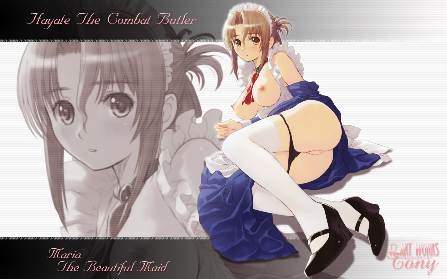 1girls black_panties breasts censored female female_only full_body hayate_no_gotoku! maria_(hayate_no_gotoku!) nipples panties pussy rule34 solo taka_tony