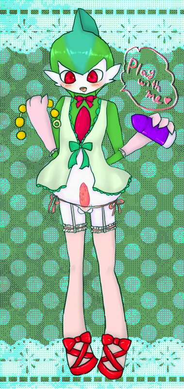 balls blush clothes color dildo front_view gallade holding male male_only penis pokemon pokemon_(species) rule34 solo standing tagme testicles