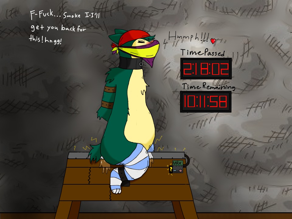 4:3 bdsm bodily_fluids bondage bound clothing collar e621 electricity electrostimulation female footwear forced generation_2_pokemon genital_fluids headgear headkerchief headwear heart_symbol kerchief legwear nintendo peeing pokemon pokemon_(species) smokethetyphlosion socks solo submissive submissive_female torture typhlosion urine wooden_horse_(device)