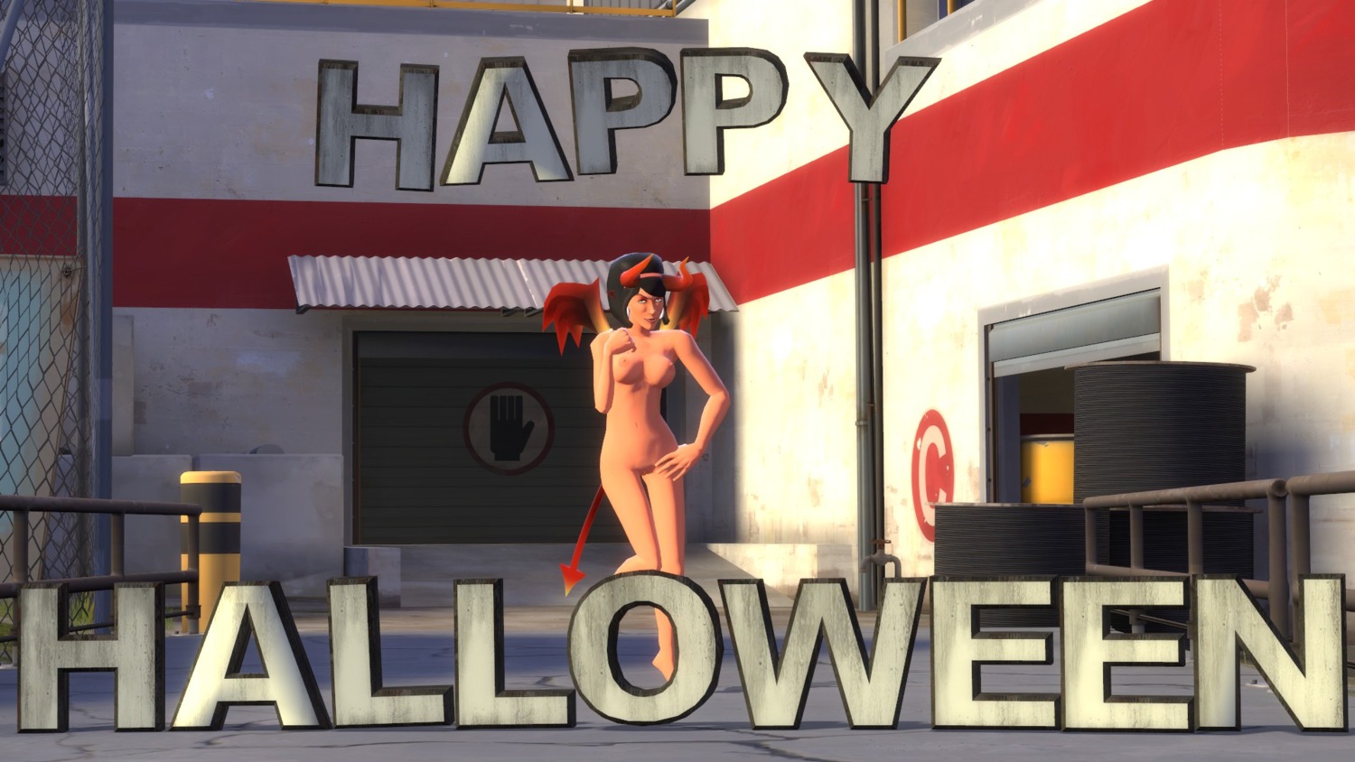 1girls 3d completely_nude female female_only garry's_mod halloween human human_female human_only nude nude_female pizzapiss rule34 scout's_mother solo team_fortress_2