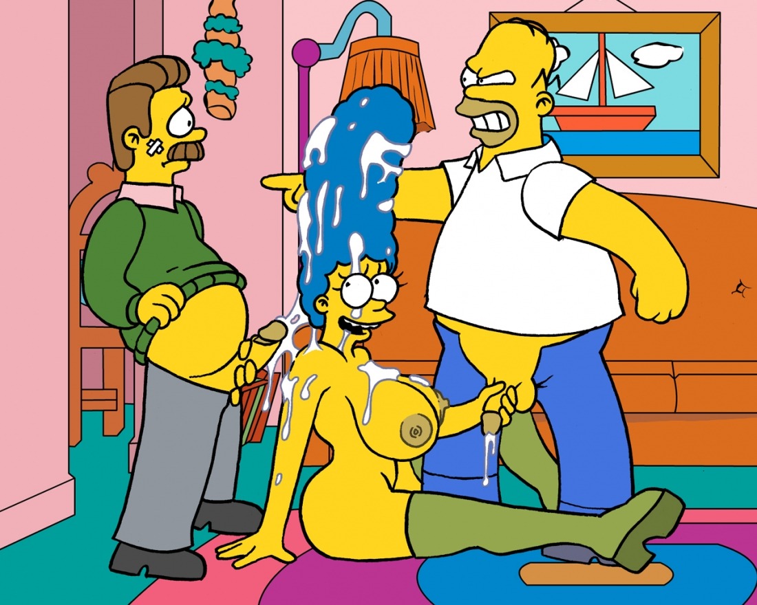 20th_century_studios accurate_art_style after_sex blue_hair breasts clothes color cum female hair homer_simpson human indoors male marge_simpson multiple_males ned_flanders nipples rule34 side_view sitting standing straight tagme the_simpsons yellow_body yellow_skin