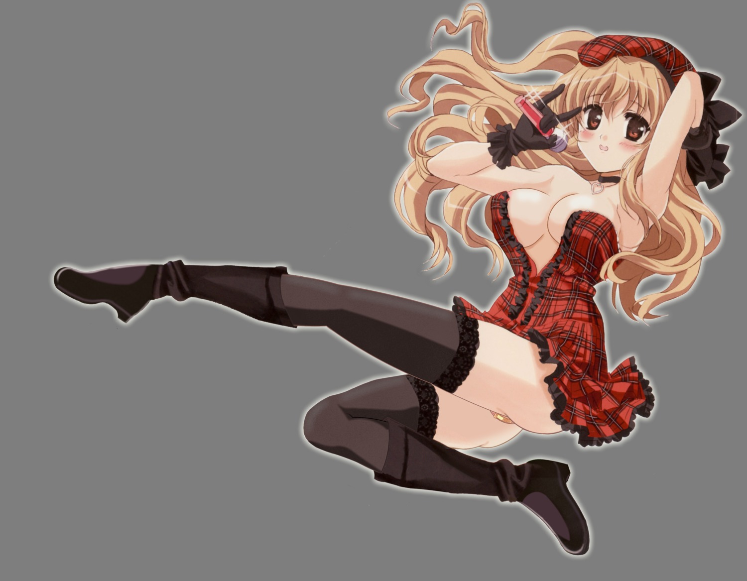 1girls blush bottomless breasts brown_hair erect_nipples female high_resolution legs long_hair nipples nogizaka_haruka nogizaka_haruka_no_himitsu nude_filter photoshop rule34 smile solo thighs topless transparent_background