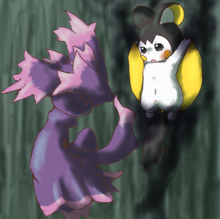 ambiguous_gender blush bodily_fluids duo e621 emolga eyes_closed feral floating generation_4_pokemon generation_5_pokemon ghost happy imminent_rape imminent_sex male mammal membrane_(anatomy) mismagius nintendo ohakotome patagium pokemon pokemon_(species) pose rodent sciurid size_difference smile spirit tears
