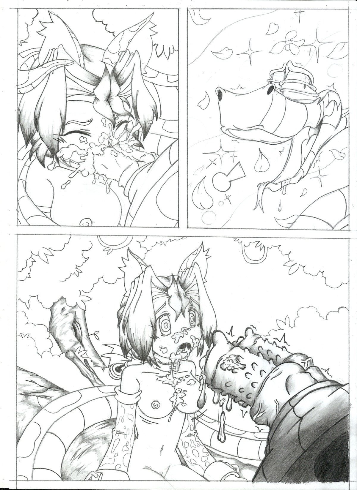 2_penises animal_genitalia animal_humanoid animal_penis bestiality bodily_fluids breasts cloaca cloacal_penis coiling comic cum dark_chronicle disney duo e621 erection fellatio female female_penetrated feral genital_fluids genitals greyscale hemipenes hi_res humanoid humanoid_on_feral hypnosis kaa_(jungle_book) level-5 male male/female male_penetrating male_penetrating_female mind_control monica_raybrandt monochrome multi_genitalia multi_penis oral oral_penetration orgasm penetration penile penis plant renaissanceofchaos reptile scalie sex snake the_jungle_book traditional_media_(artwork) tree