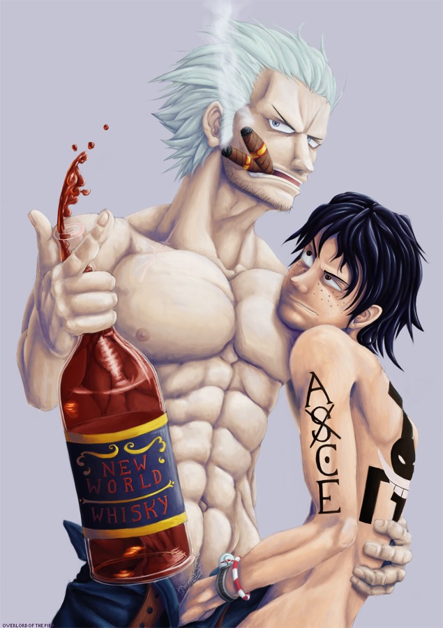 gay male male_only one_piece overlordofthepies portgas_d_ace rule34 smoker_(one_piece) straight_hair yaoi