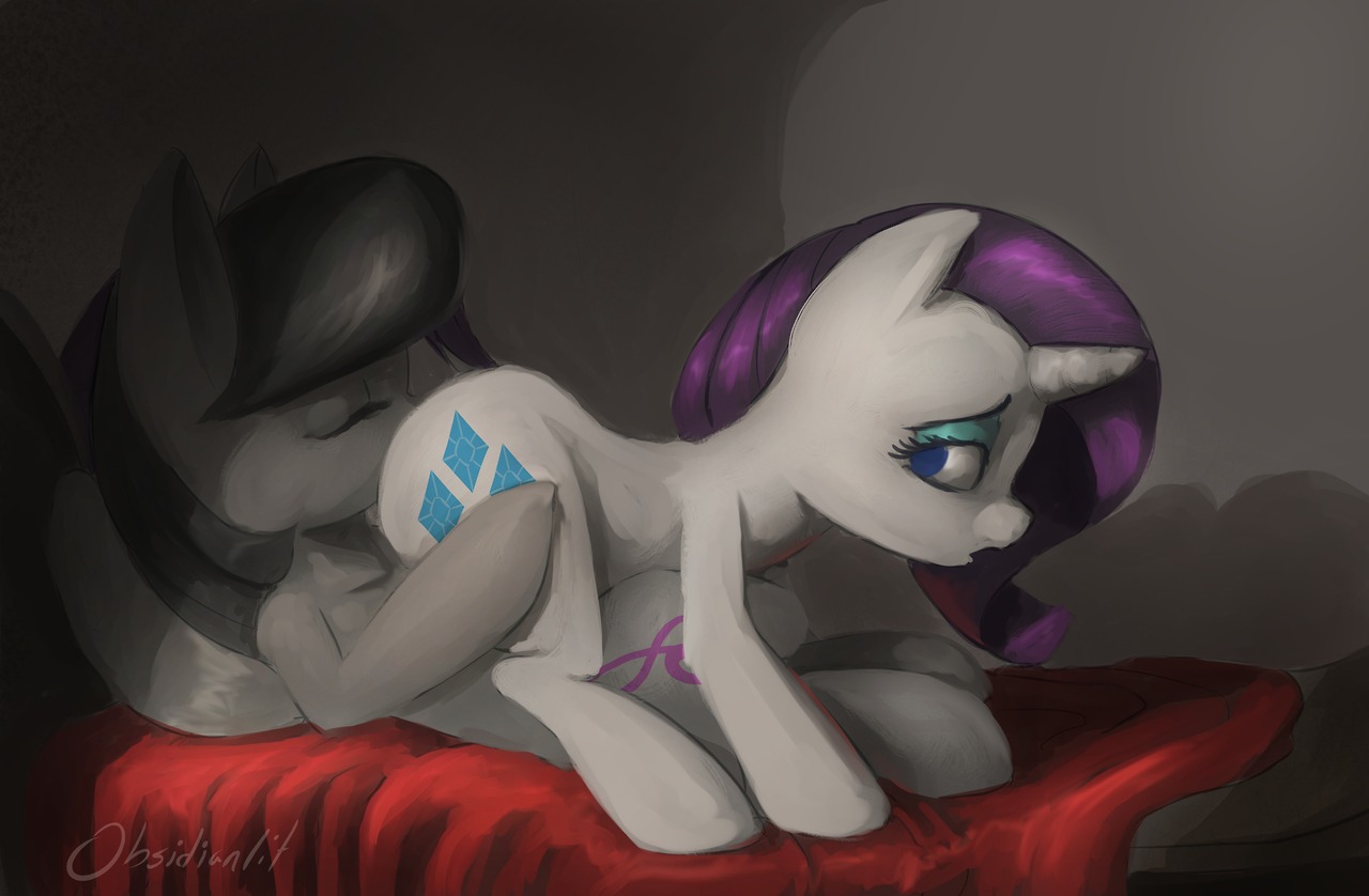 2014 bed black_hair blue_eyes blue_eyeshadow cutie_mark duo e621 earth_pony equid equine eyelashes eyes_closed eyeshadow female female/female feral friendship_is_magic fur furniture grey_body grey_fur hair hasbro horn horse inside lying makeup mammal my_little_pony mythological_creature mythological_equine mythology obsidianlit octavia_(mlp) on_back oral pillow pony purple_hair rarity_(mlp) sex unicorn white_body white_fur