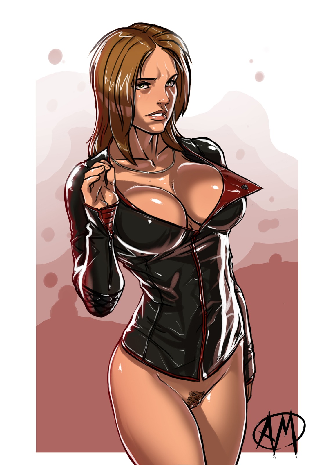 bottomless breasts brown_hair cleavage command_and_conquer female ganassa green_eyes higher_resolution_available kilian_qatar long_hair military_uniform necklace pubic_hair pussy rule34 solo tiberian_(series) tiberium_wars uniform