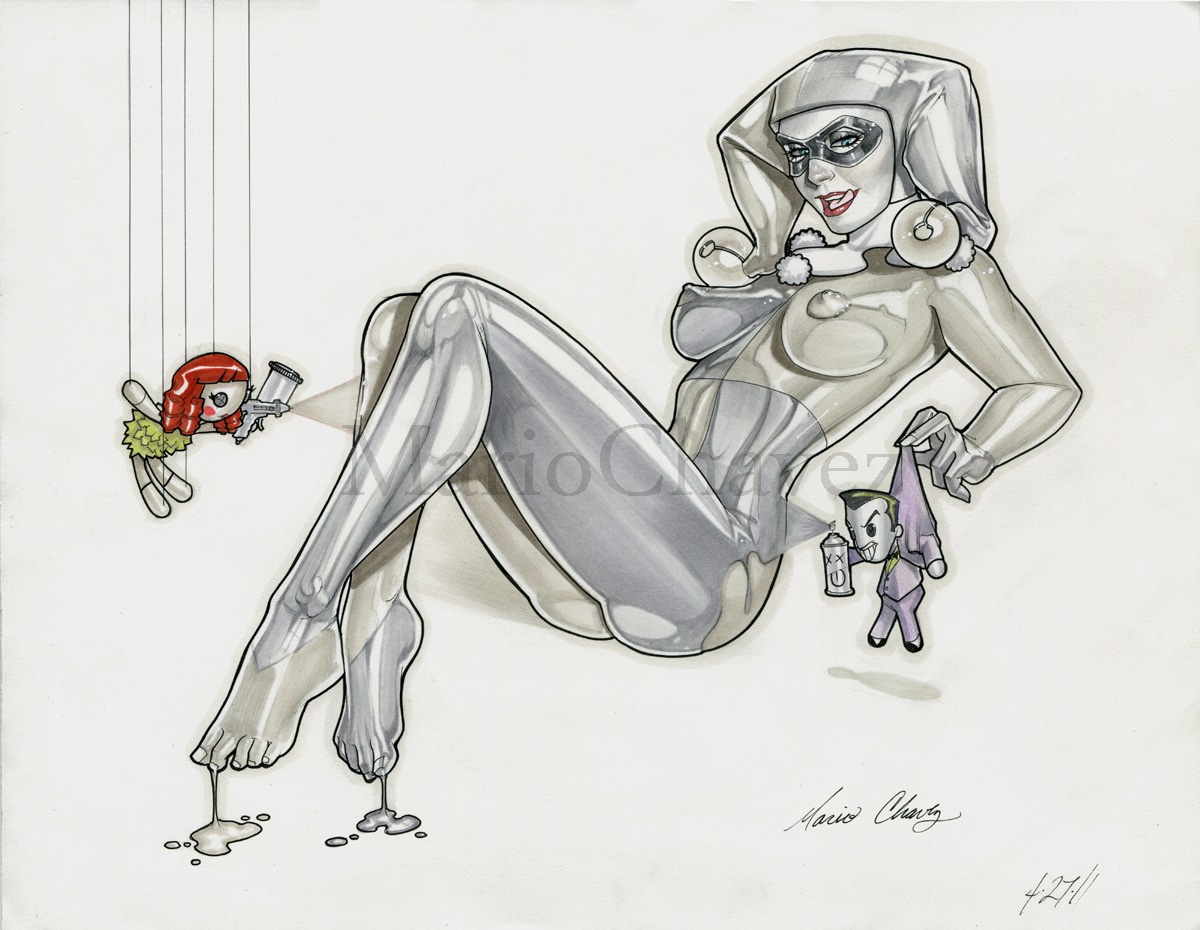 1girls batman_(series) dc dc_comics female female_only harley_quinn harley_quinn_(classic) human mario_chavez nipples rule34 solo supervillainess tagme watermark