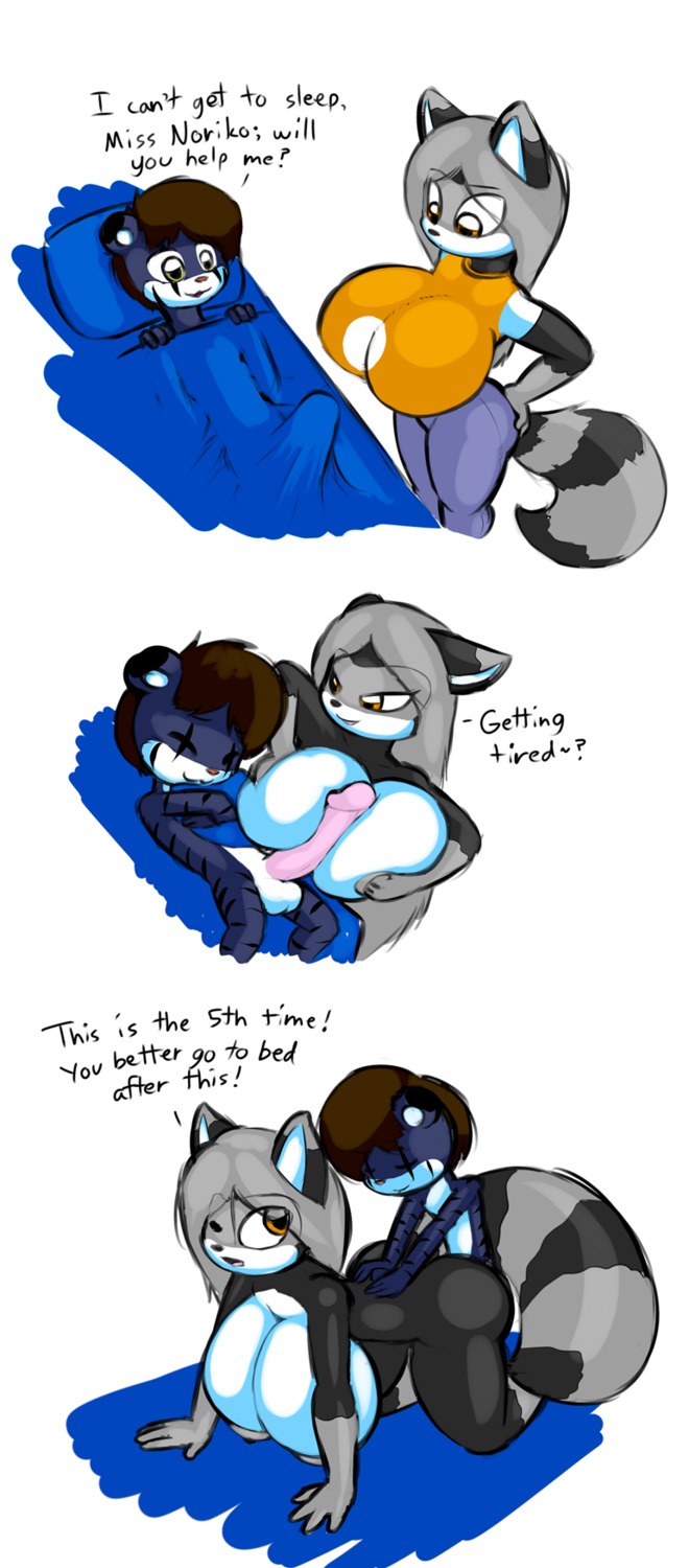 adrien_maltoan age_difference all_fours anthro anthro_on_anthro babysitter balls big_breasts big_butt big_penis bodily_fluids breast_play breasts bubble_butt butt comic cum cum_inside doggystyle duo e621 english_text erection felid female female_penetrated fluffy fluffy_tail from_behind_position genital_fluids genitals hair hanging_breasts hi_res huge_breasts interspecies larger_female larger_penetrated male male/female male_penetrating male_penetrating_female mammal nipples noriko_takahashi norithics nude older_female older_penetrated pantherine penetration penile penile_penetration penis penis_in_vagina procyonid raccoon sex size_difference small_but_hung smaller_male tail text tiger titfuck vaginal vaginal_penetration wide_hips young young_anthro young_male younger_male