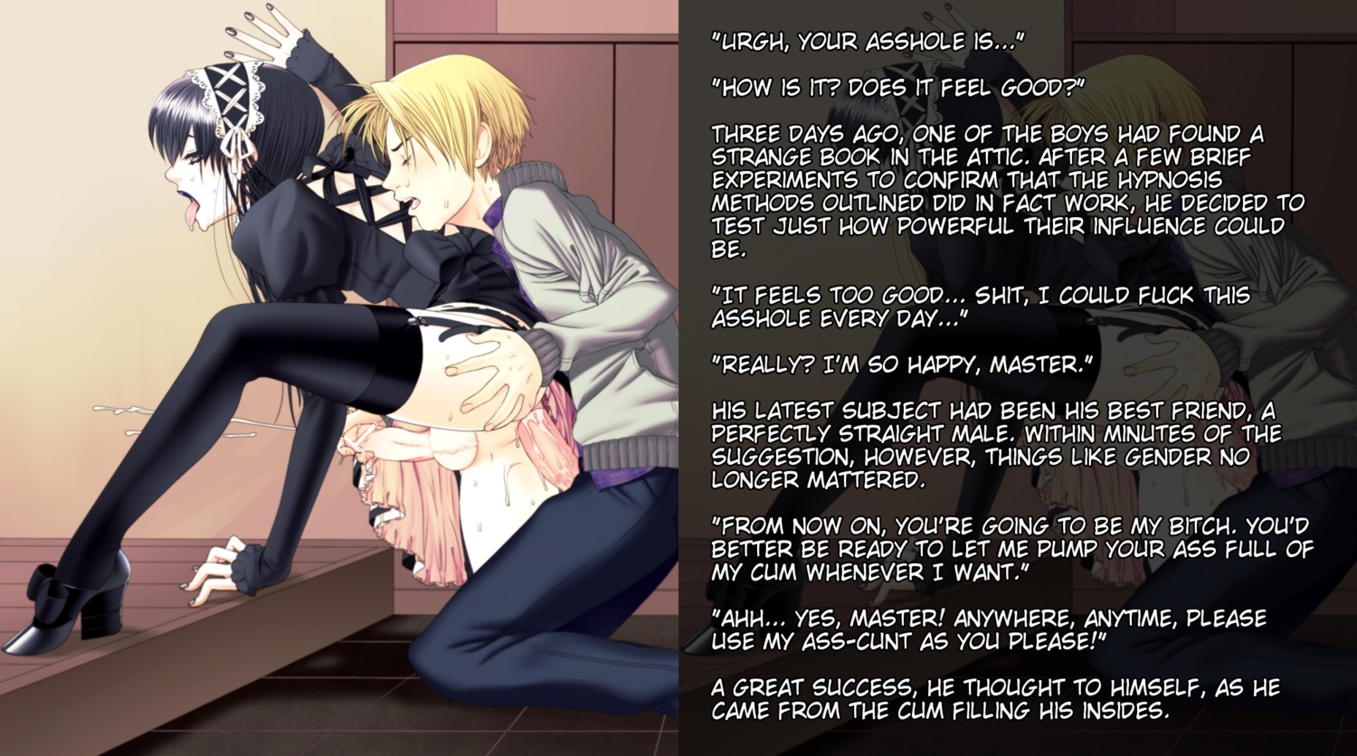 2boys anal anal_sex androgynous ass ass_grab balls beige_skin clothed color crossdressing femboy from_behind gay girly gloves handjob high_heels human hypnosis hypnotized hypnotized_male inf kneeling maid_uniform male male_only mind_control moyashimon penis reach_around rule34 sex straight_to_gay sweat tadayasu_sawaki testicles text trap veins veiny_penis yaoi yuuki_kei