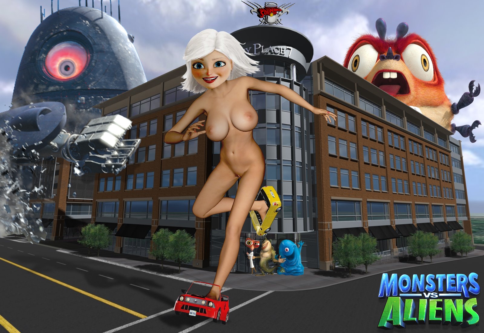 1girls 2010 ass b.o.b. bizarro_souperman blue_eyes blush breasts dr._cockroach dreamworks dreamworks_animation female giant giantess ginormica insectosaurus monster monsters_vs_aliens navel nipples nude paramount_pictures pussy robot_probe rule34 short_hair smile susan_murphy text the_missing_link what white_hair