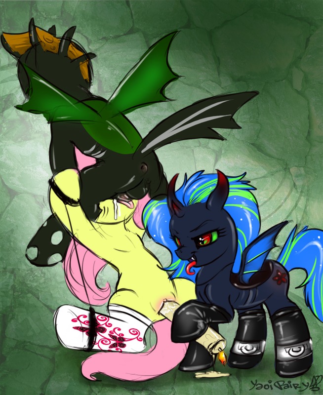 2012 anus arthropod balls bdsm black_body black_penis bodily_fluids bound candle canon_x_oc changeling_(mlp) clothing cum cum_in_mouth cum_inside cutie_mark e621 equid equine erection eye_contact fan_character fellatio female feral fluttershy_(mlp) footwear friendship_is_magic genital_fluids genitals group group_sex hair hasbro horn insect_wings interspecies legwear looking_at_another lying male male/female mammal membrane_(anatomy) membranous_wings my_little_pony on_back open_mouth oral oral_penetration penetration penile penis pink_hair quadruped sex socks spread_legs spreading tail threesome tongue tongue_out trio vaginal vaginal_penetration vesairus vulva wings yaoifairy