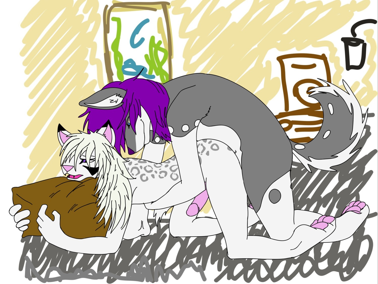 2012 4:3 all_fours anal anthro anthro_on_anthro canid canine canis doggystyle domestic_cat domestic_dog duo e621 erection felid feline felis from_behind_position fur genitals grey_body grey_fur hair hi_res humanoid_genitalia humanoid_penis husky lesterhusky long_hair male male/male male_penetrated male_penetrating male_penetrating_male mammal nordic_sled_dog nude penetration penis purple_hair sex smaller_version_at_source spitz spots tail unknown_artist white_body white_fur white_hair