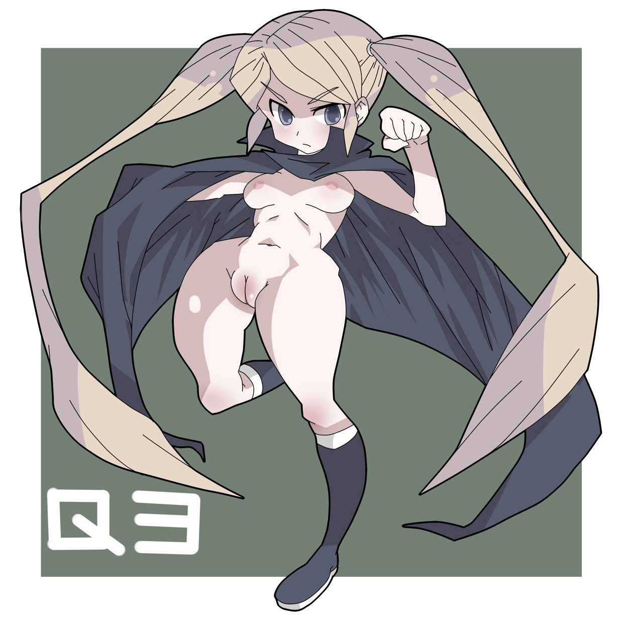 1girls 2009 android blonde_hair boots breasts cape female gamia_q large_breasts light-skinned_female light_skin long_hair mazinger mazinger_z naked_cape naked_footwear nipples nude poshan pussy rule34 standing twintails villainess wide_hips