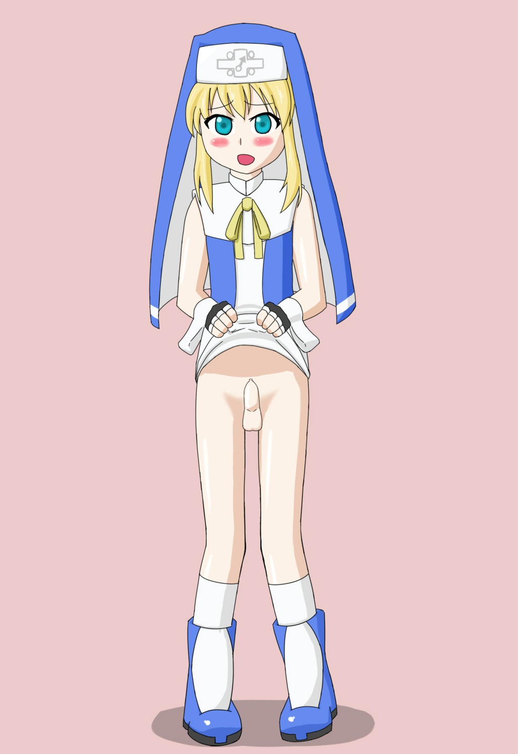 1boy blonde_hair bridget guilty_gear male male_only nun's_habit penis rule34 solo tagme