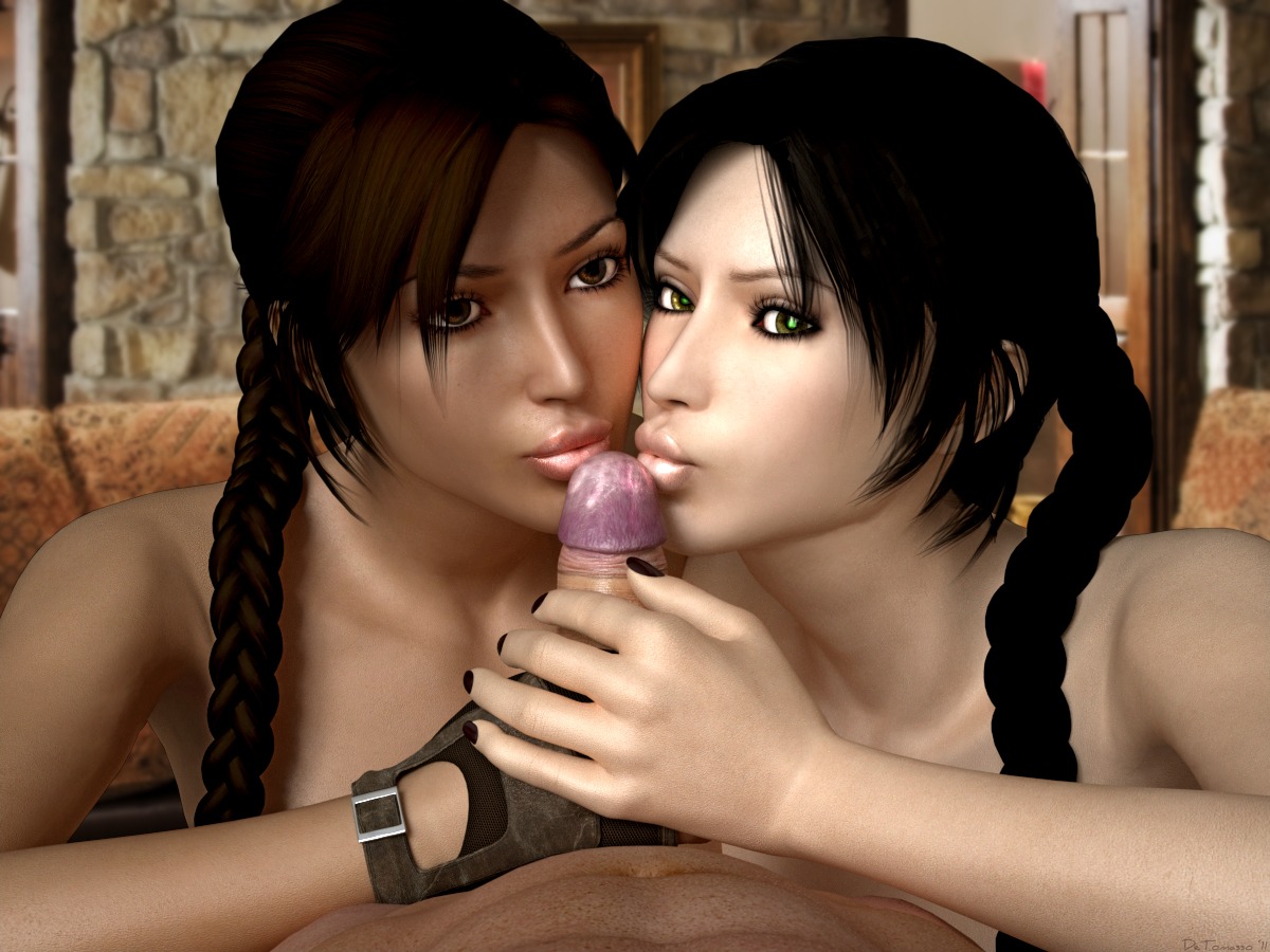 3d detomasso doppelganger doppelganger_(tomb_raider) female human lara_croft lara_croft_(classic) male rule34 straight threesome tomb_raider tomb_raider_(classic)