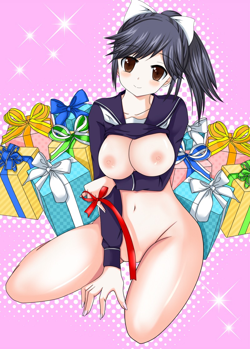 bottomless bottomless_female breasts female female_only human looking_at_viewer love_plus navel nipples pointy_chin rule34 solo takane_manaka