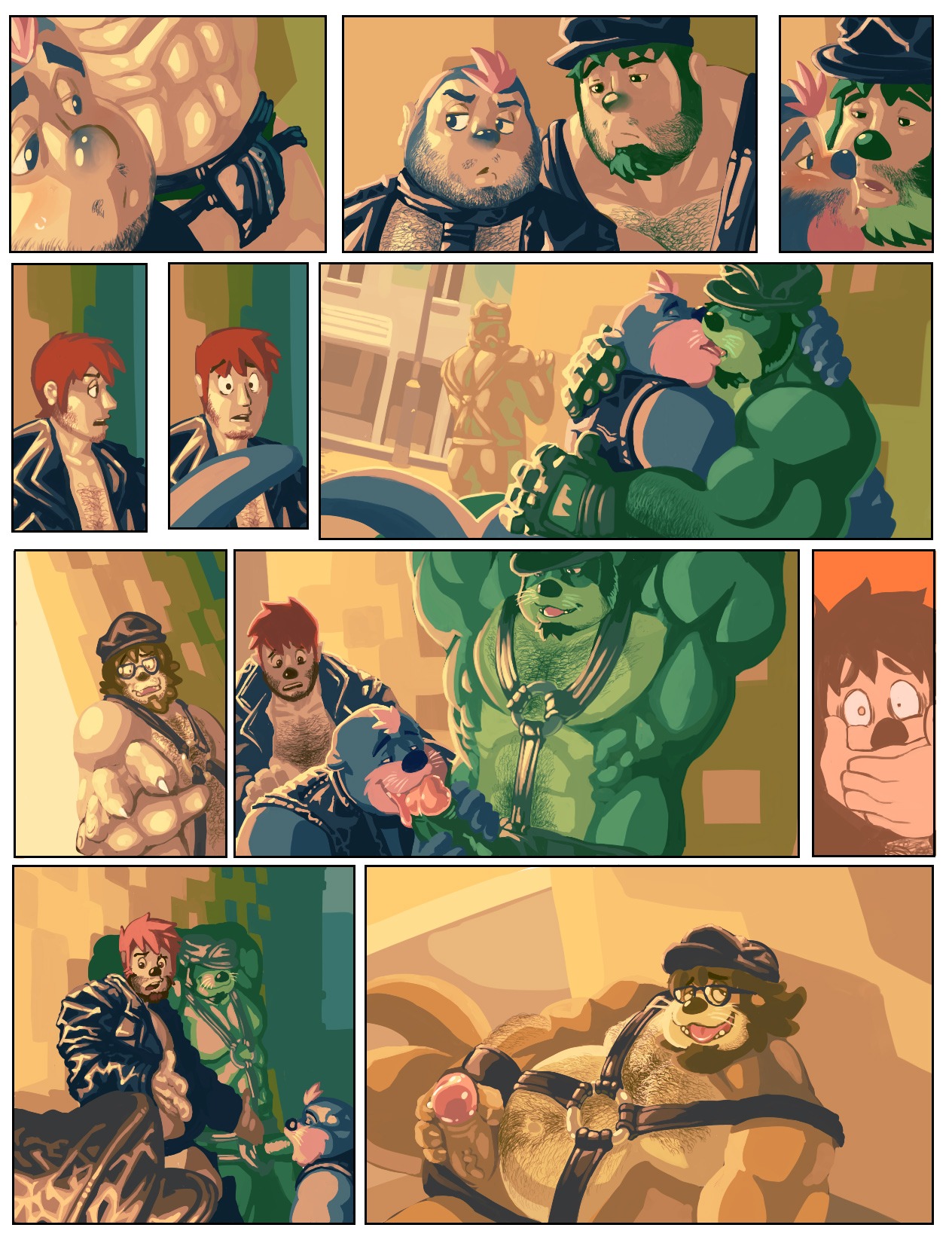 abs after_transformation animal_humanoid anthro anthro_on_anthro anthro_penetrated anthro_penetrating anthro_penetrating_anthro beard belly_hair blazingcheecks body_hair chest_hair clothing comic e621 erection facial_hair facial_hair_growth facial_hair_to_fur fellatio french_kissing genitals group group_transformation growth hair_to_fur harness hat headgear headwear hi_res human human_to_anthro humanoid kissing leather leather_daddy licking male male/male male_penetrated male_penetrating male_penetrating_male mammal mammal_humanoid masturbation multiple_scenes muscle_growth musclegut muscular muscular_male mustelid mustelid_humanoid obese oral oral_penetration orientation_play otter otter_humanoid overweight overweight_male pecs penetration penile penile_masturbation penile_penetration penis penis_lick sex sexuality_change slightly_chubby slightly_chubby_anthro slightly_chubby_male species_transformation story story_at_source story_in_description straight_to_gay tongue tongue_out transformation transformative_clothing weight_gain