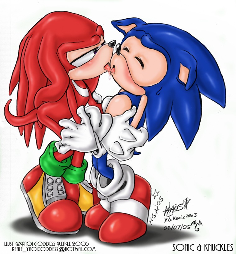 2005 anthro big_eyes big_head blue_body blue_fur duo e621 echidna eulipotyphlan french_kissing fur hedgehog kissing knuckles_the_echidna male male/male mammal monotreme sega simple_background sonic_the_hedgehog sonic_the_hedgehog_(series) tail tongue toony unknown_artist white_background