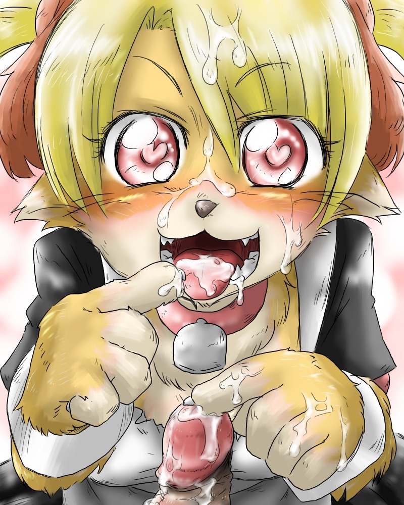 1girls ayane_suzuki blonde_hair cum cum_in_mouth cum_on_face facial female furry heart-shaped_pupils idolmaster penis rule34 tagme