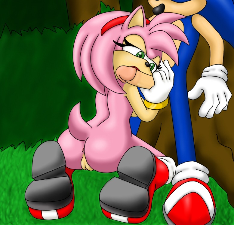 accessory amy_rose anthro anus blue_body blue_fur breasts clothing digital_media_(artwork) duo e621 erection eulipotyphlan fellatio female footwear fur genitals green_eyes hair hair_accessory hairband hedgehog inner_labia male male/female mammal nude oral penile penis pink_body pink_hair sega sex shoes side_boob sonic_the_hedgehog sonic_the_hedgehog_(series) the_other_half vulva
