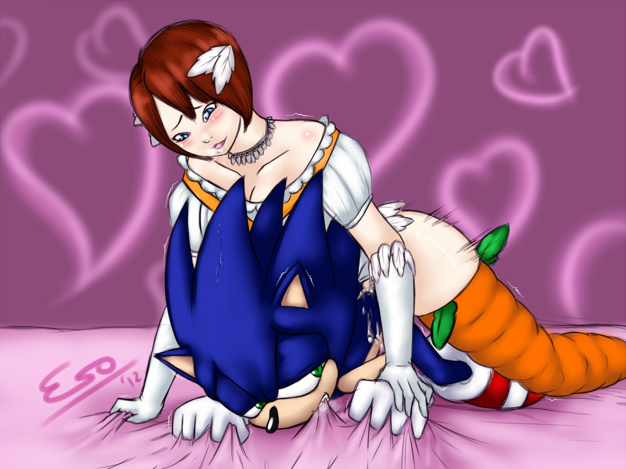 1boy 1futa ambiguous_penetration anal biting_sheets blue_fur blush cum doggy_style furry futa_on_male futanari green_eyes hedgehog human_on_anthro human_penetrating human_penetrating_anthro implied_futa intersex interspecies male mammal pherociouseso princess_elise red_hair rule34 sega sex sheet_grab sonic_(series) sonic_2006 sonic_the_hedgehog thighhighs