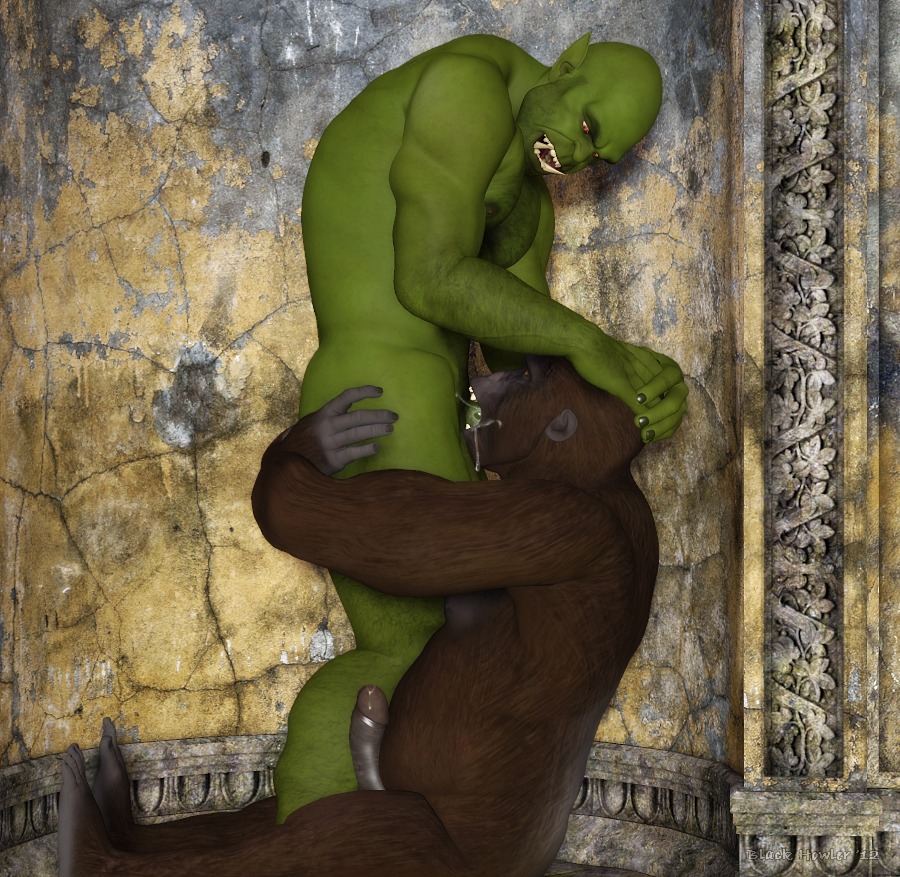 3d_(artwork) ape bald black_howler bodily_fluids cum cum_in_mouth cum_inside cumshot detailed_background digital_media_(artwork) duo e621 ejaculation erection feet fellatio genital_fluids genitals gorilla green_body green_skin hairy haplorhine humanoid humanoid_genitalia humanoid_penis male male/male male_penetrated male_penetrating male_penetrating_male mammal muscular oral oral_penetration orc orgasm pecs penetration penile penis precum prehensile_feet primate sex side_view toes tusks