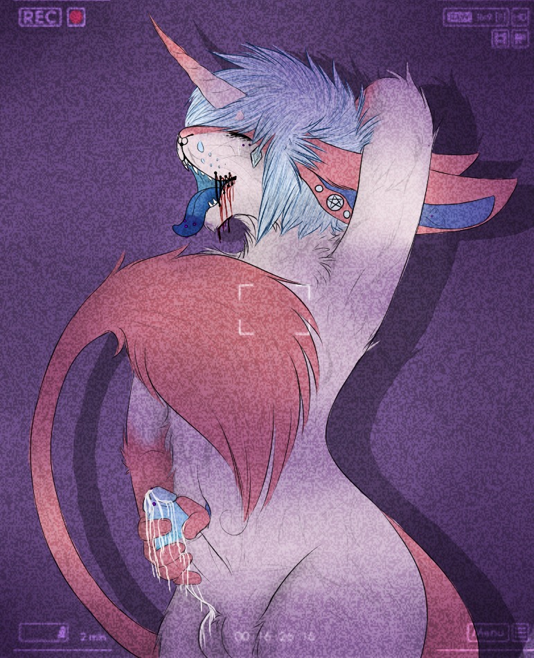 5_fingers anthro averyte balls blood blue_hair blue_tongue bodily_fluids camera_hud camera_view cum cum_on_balls cum_on_hand cum_on_penis e621 eeveelution erection femboy fingers generation_6_pokemon genital_fluids genitals hair horn humanoid_genitalia humanoid_penis hybrid male mammal masturbation nintendo penile penile_masturbation penis piercing pokemon pokemon_(species) pornography recording solo surgical_suture sylveon tongue