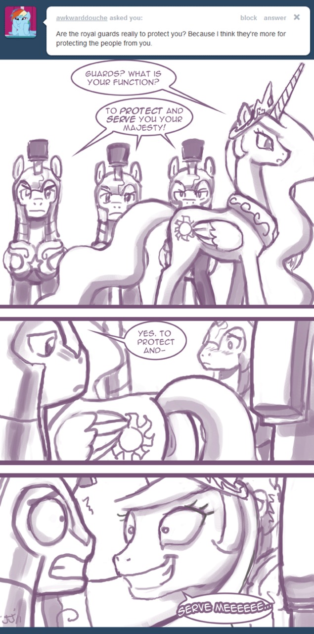 female feral friendship_is_magic john_joseco looking_scared my_little_pony princess_celestia_(mlp) princess_molestia royal_guard_(mlp) rule34 scared scared_expression straight_hair tagme