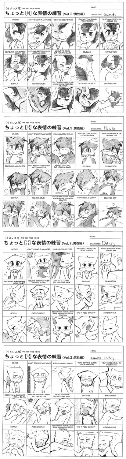 :d abbey_(bcb) absurd_res anthro bar_emanata bittersweet_candy_bowl black_hair blush bodily_fluids breasts canid canine canis chart daisy_(bcb) dialogue domestic_cat domestic_dog duo e621 emanata eyes_closed felid feline felis female flying_sweatdrops frustration_cloud grin hair heart_after_text heart_symbol hi_res iconography interspecies japanese_text khao_manee kissing lucy_(bcb) male male/female mammal meme monochrome multiple_images one_eye_closed orgasm pain_stars partitioning paulo_(bcb) pillow ribbons romantic romantic_couple sandy_(bcb) sex sex_face_meme sleeping smile solo somali_cat sound_effects star star_polygon star_reaction star_symbol sweat sweatdrop taeshi_(artist) text text_with_heart vowelless vowelless_sound_effect vowelless_vocalization wink zzz