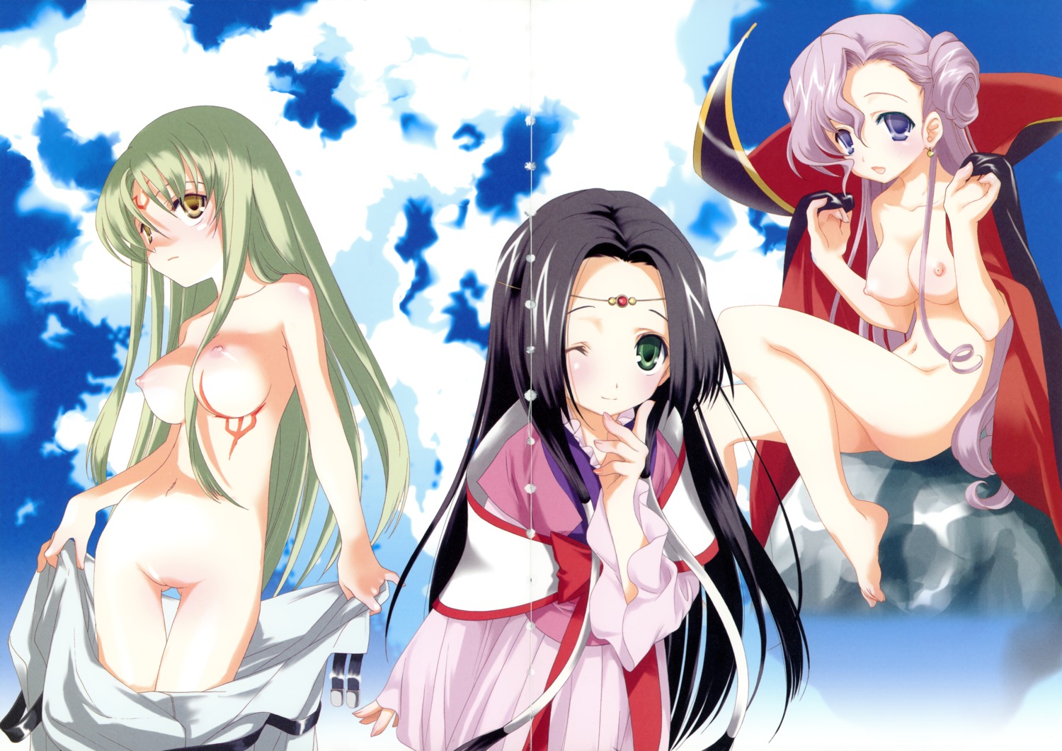 c.c. code_geass female kyougetsutei miyashita_miki nipples nude paper_texture pussy rule34