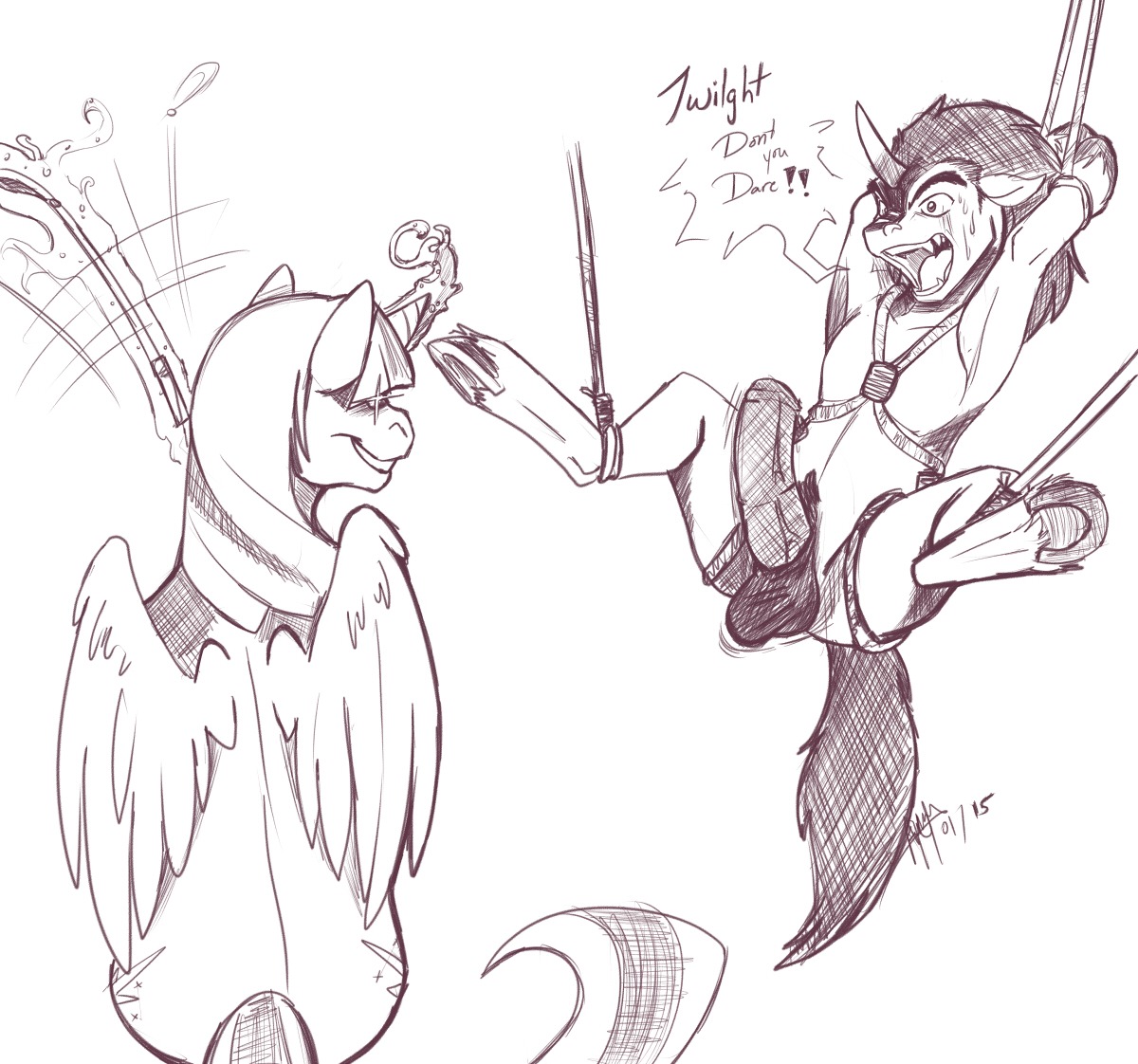 aiiyumi-chan balls bdsm bodily_fluids bondage bound dialogue dominant dominant_female duo e621 english_text equid equine erection feathered_wings feathers female friendship_is_magic genitals grin hasbro hooves horn king_sombra_(mlp) male mammal monochrome my_little_pony mythological_creature mythological_equine mythology open_mouth penis restraints riding_crop smile submissive submissive_male sweat text twilight_sparkle_(mlp) unicorn whip winged_unicorn wings
