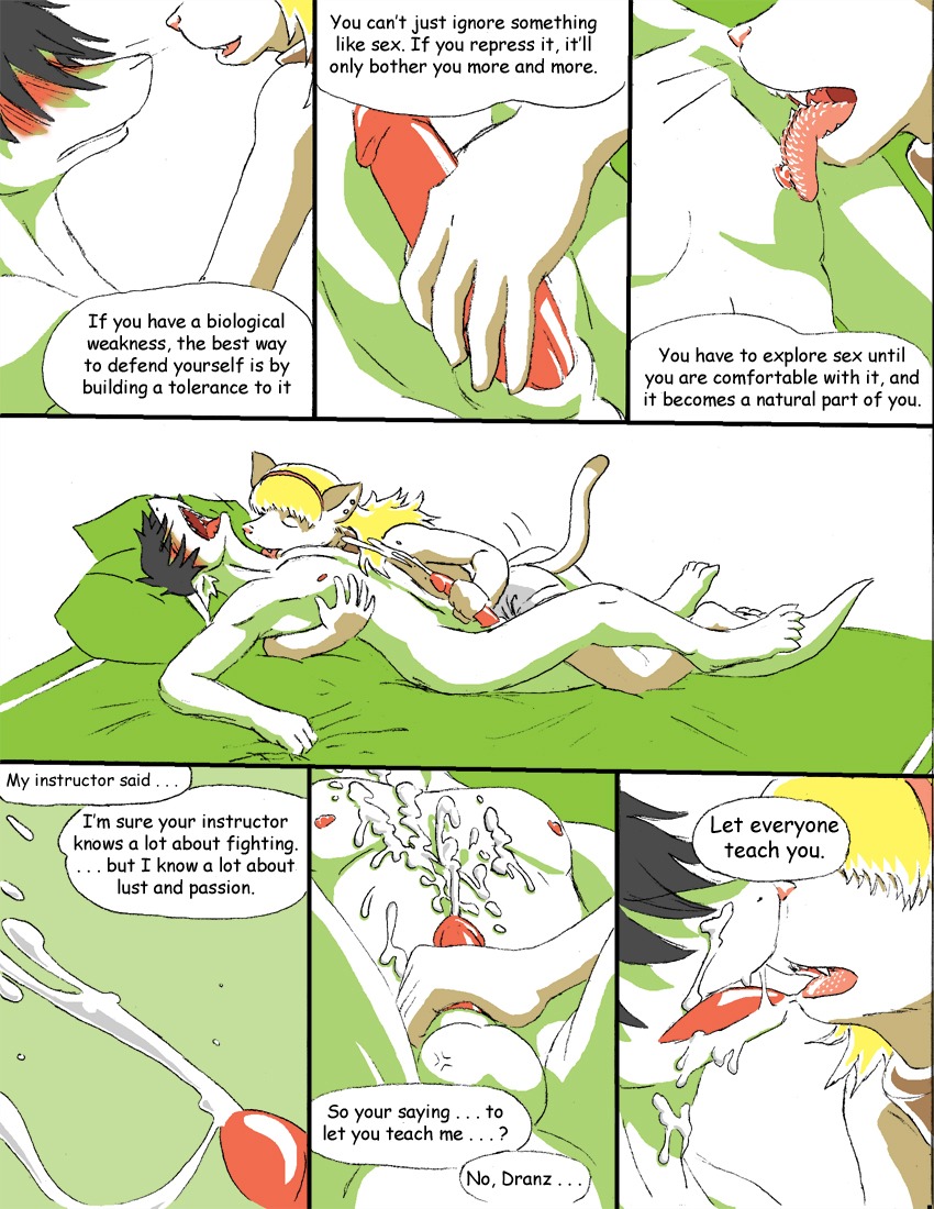 anthro anthro_on_anthro balls barbed_tongue bed blush bodily_fluids comic cum cum_on_face cum_on_own_face cum_on_self cumshot dialogue domestic_cat dragon dranz_(reiger) duo e621 ejaculation english_text erection felid feline felis french_kissing furniture genital_fluids genitals green_balls handjob interspecies kissing licking lizard maeda_(reiger) male male/male mammal multiple_scenes mythological_creature mythological_scalie mythology nipples open_mouth orgasm penile penis pillow premature_ejaculation reiger reptile scalie sex tail text tongue tongue_out trans_(lore) trans_woman_(lore)