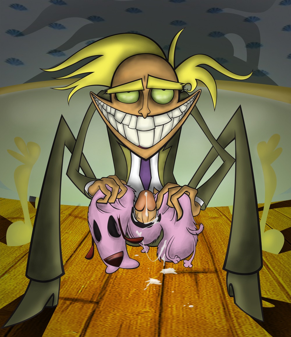 1boy also_chicken clothes courage_the_cowardly_dog cum freaky_fred fur gay human male male_only pelt penis rule34 skin smile solo tagme what