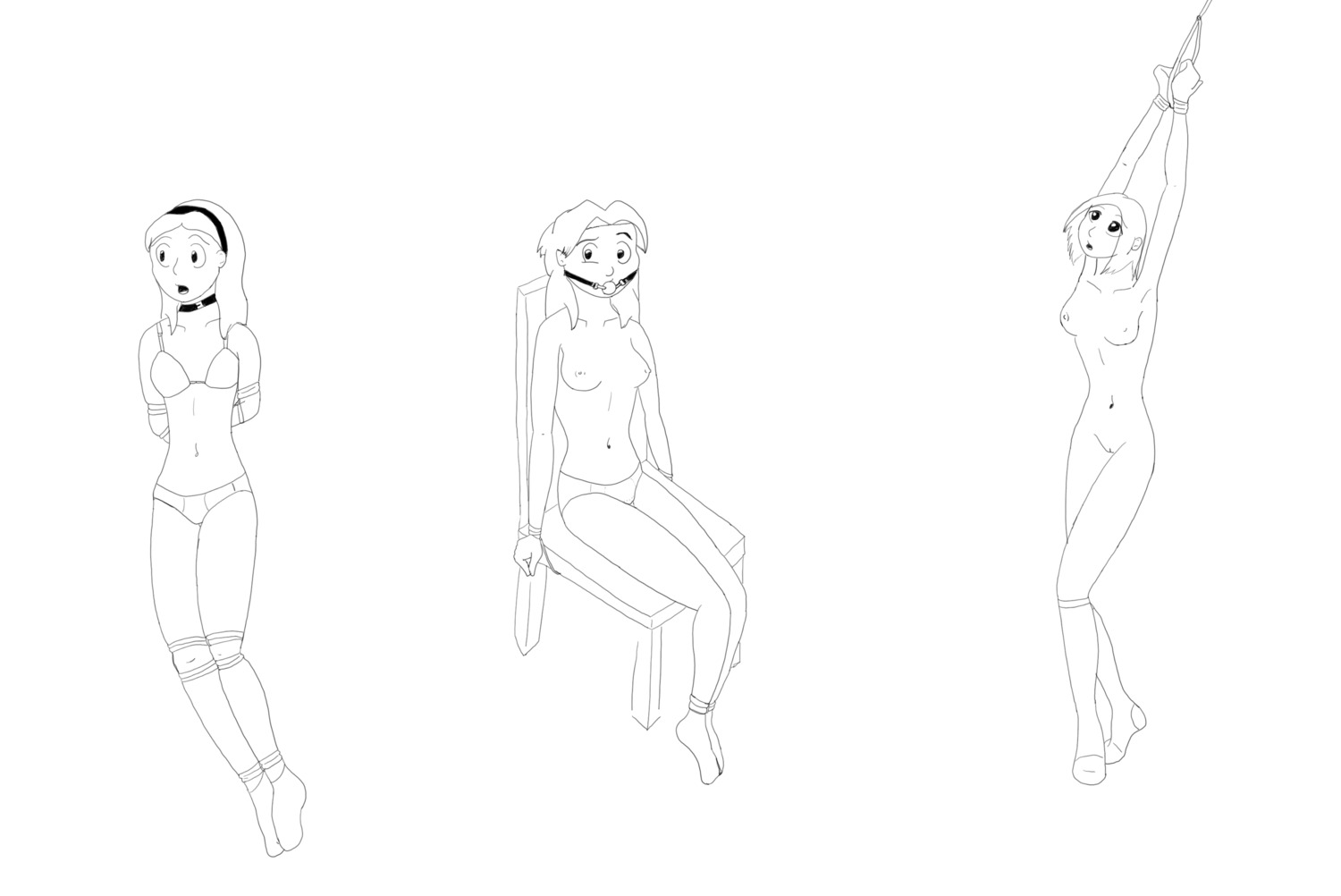 bondage el_goonish_shive ellen_dunkel female monochrome nipples rule34 sarah_brown tagme tedd_verres white_background