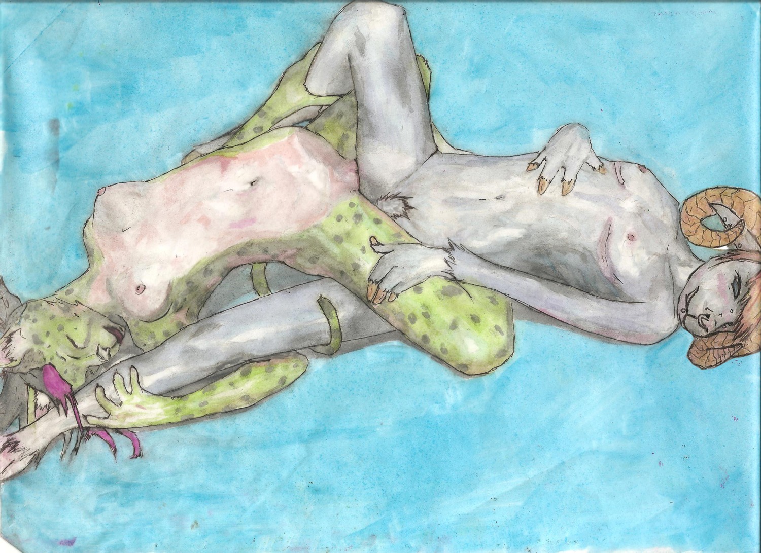 andromorph andromorph/female anthro bovid bovid_horn breasts caprine caprine_horn cheetah domestic_sheep duo e621 felid feline female genitals hendly_(hendlyd) hendlyd hi_res horn intersex intersex/female mammal mastectomy_scar nipples nude piercing pubes ram_horn scar sex sheep spots trans_(lore) trans_man_(lore) tribadism vaginal visibly_trans vulva