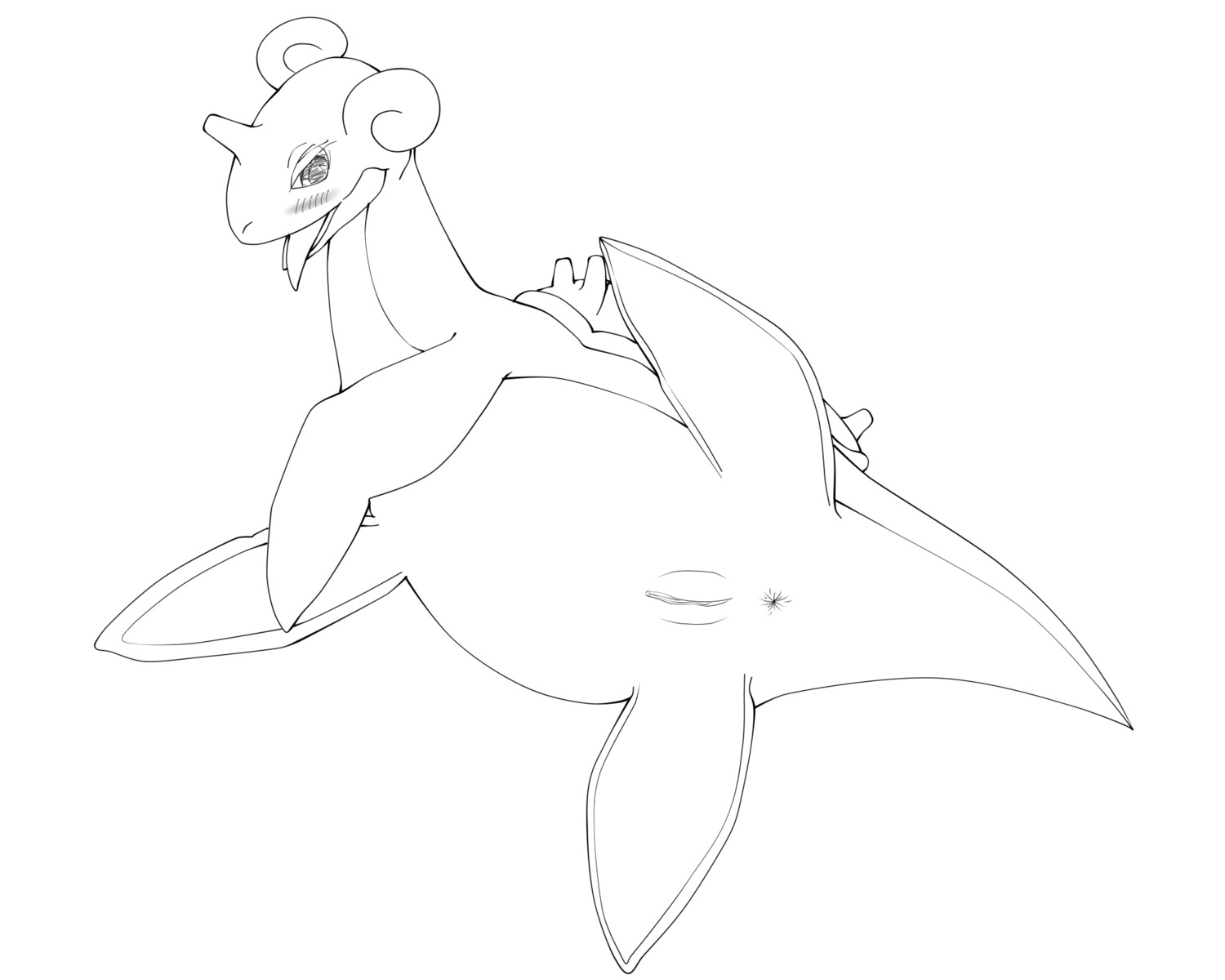 anus blush female female_only feral lapras monochrome nude pokemon pussy rule34 solo tagme vulva
