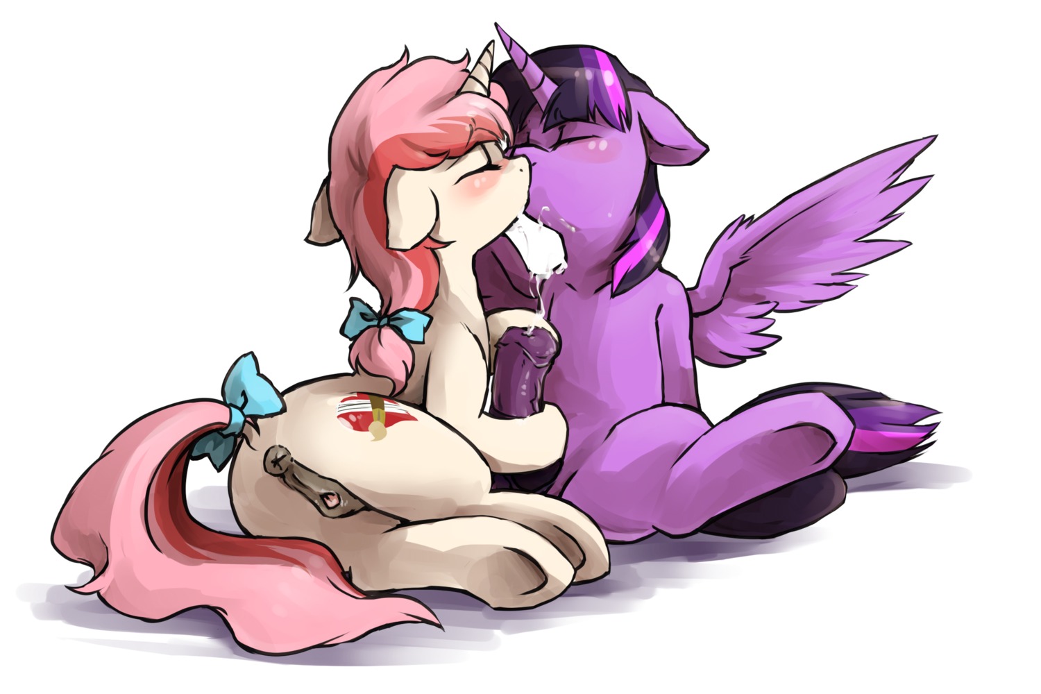 2014 animal_genitalia animal_penis animal_vulva anus audrarius blush bodily_fluids canon_x_oc cum cutie_mark digital_media_(artwork) dock_(anatomy) duo e621 equid equine equine_genitalia equine_penis equine_vulva erection eyes_closed fan_character feathered_wings feathers female feral feral_on_feral friendship_is_magic fur genital_fluids genitals gynomorph gynomorph/female hair hasbro hi_res hoofjob hooves horn intersex intersex/female kiss_on_lips kissing mammal multicolored_hair my_little_pony mythological_creature mythological_equine mythology nude penis pink_hair purple_body purple_fur purple_hair simple_background tail twilight_sparkle_(mlp) two_tone_hair unicorn vulva white_background white_body winged_unicorn wings