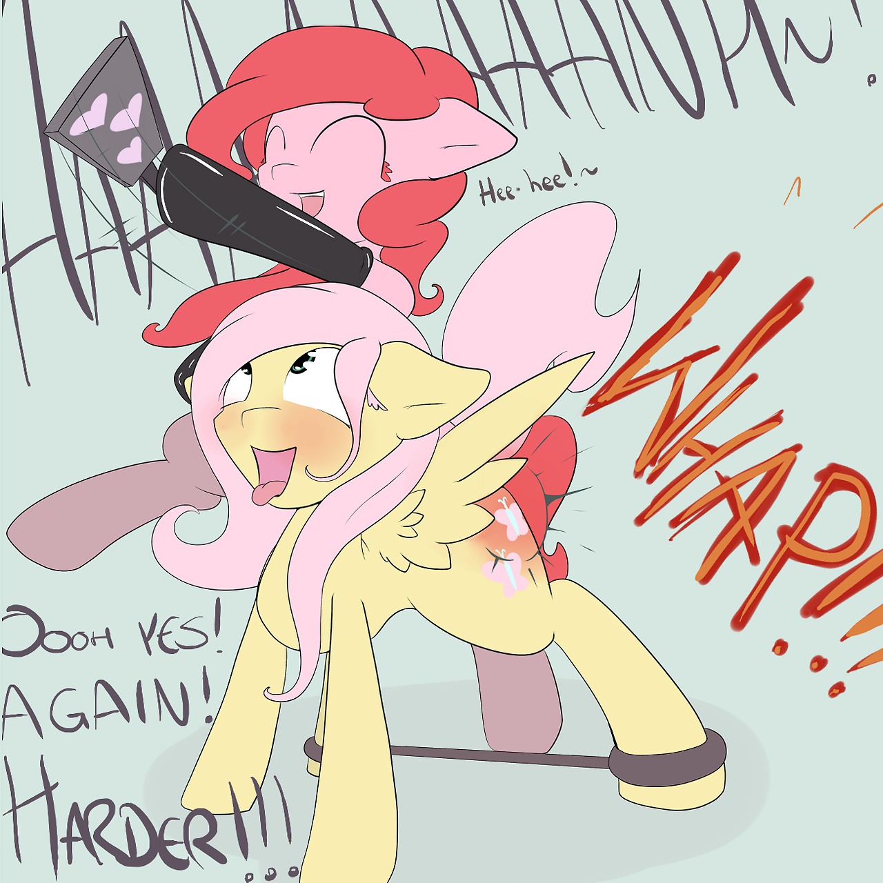 1:1 2013 bdsm better_version_at_source blue_eyes blush bondage bound butt_slap cutie_mark dialogue dominant dominant_female duo e621 earth_pony english_text equid equine feathered_wings feathers female feral fluttershy_(mlp) friendship_is_magic fur hair hasbro hi_res horse long_hair mammal mistress my_little_pony mythological_creature mythological_equine mythology open_mouth pegasus pink_body pink_fur pink_hair pinkie_pie_(mlp) pony restraints simple_background slap spanking spread_legs spreader_bar spreading tesslashy text tongue wings yellow_body yellow_feathers yellow_fur
