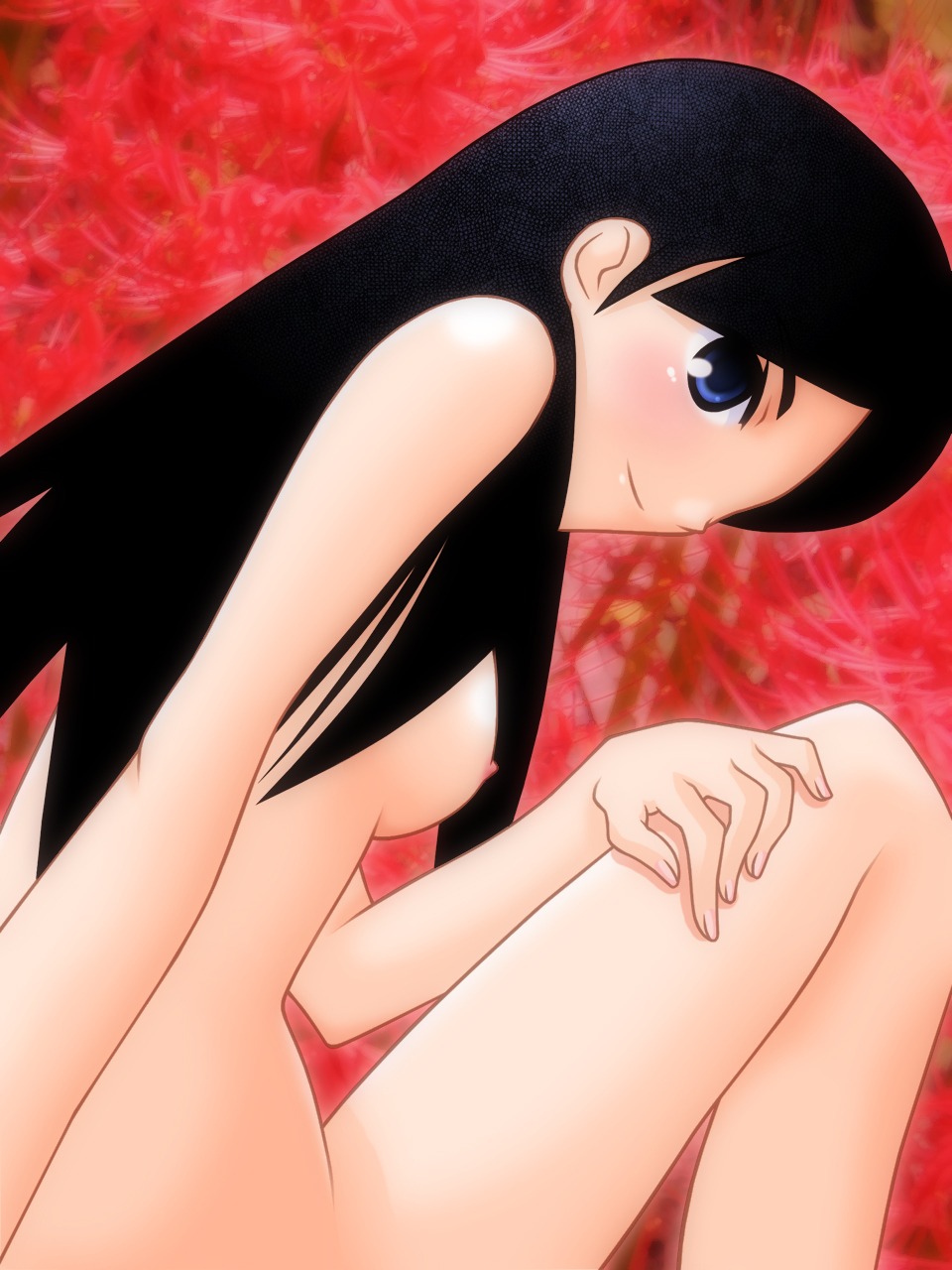 blue_eyes breasts buzzer count_zero female highres kitsu_chiri long_hair nude rule34 sayonara_zetsubou_sensei