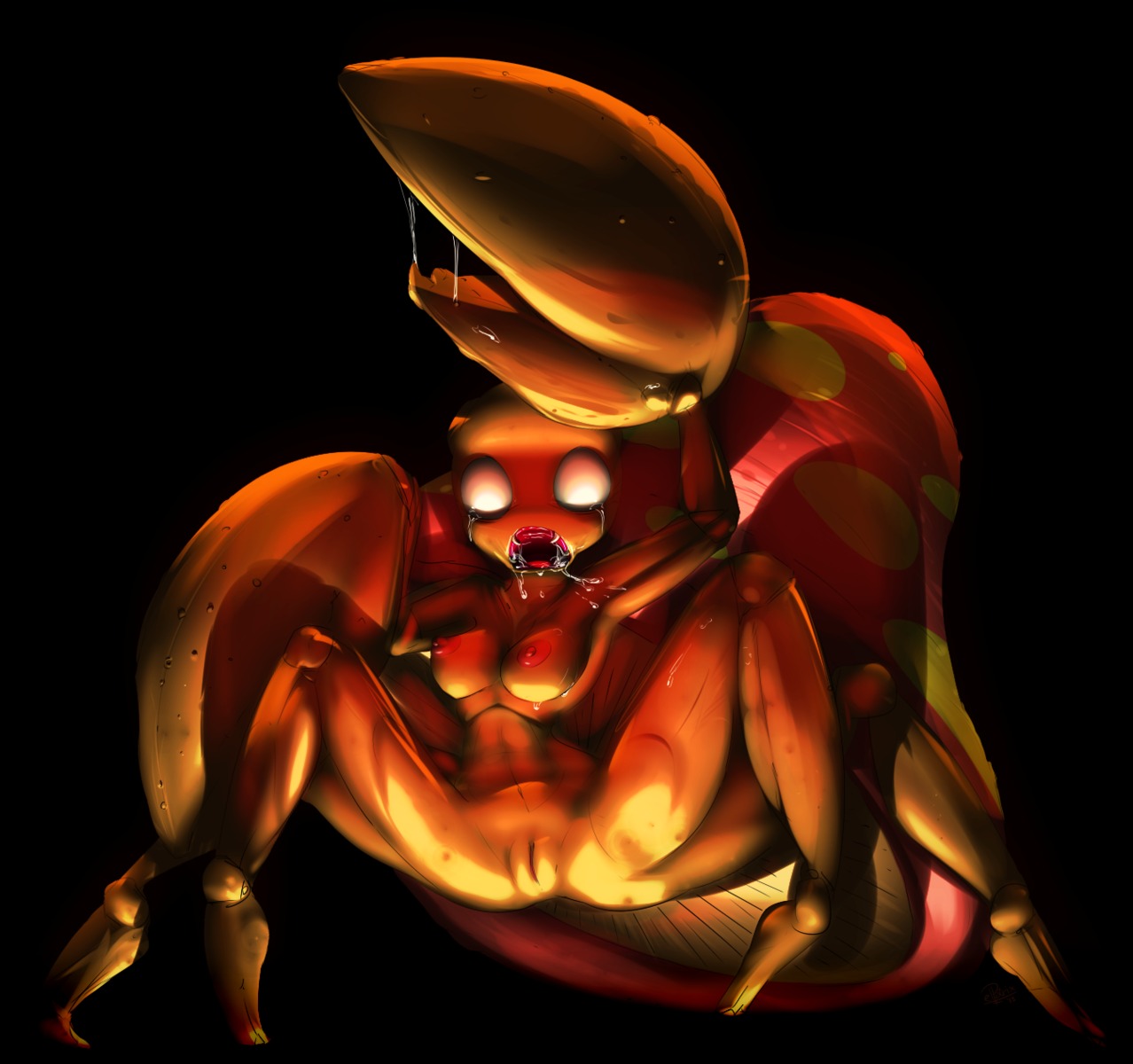 2013 :o anthro anthrofied aquatic arthropod barefoot biped black_background bodily_fluids breasts butt claws creepy crustacean crying decapod digital_media_(artwork) e621 elemental_creature elpatrixf empty_eyes feet female fungi_fauna fungus generation_1_pokemon genitals glistening hi_res looking_at_viewer malacostracan mushroom nightmare_fuel nintendo nipples non-mammal_breasts non-mammal_nipples nude open_mouth parasect pokemon pokemon_(species) pokemorph presenting presenting_vulva raised_arm shadow simple_background solo spread_legs spreading tears teeth tongue vulva white_eyes