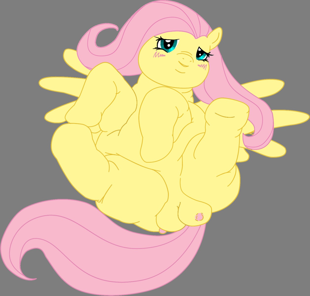 breasts crotchboobs equine female feral firefox_(artist) fluttershy_(mlp) friendship_is_magic hooves my_little_pony nipples pegasus pink_hair rule34 smooth_skin tagme tail