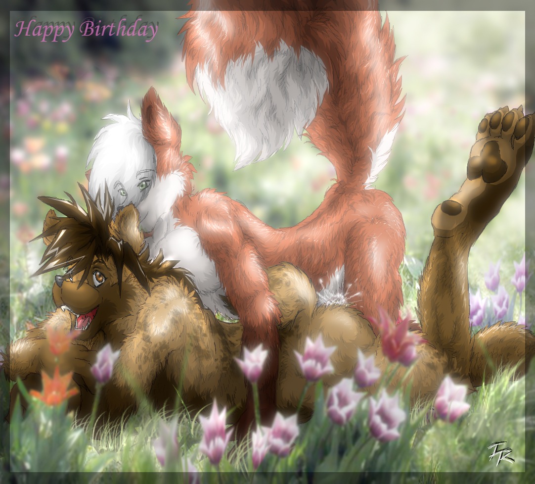 all_fours anal anal_penetration anthro bodily_fluids canid canine cum cum_in_ass cum_inside digital_media_(artwork) dipstick_tail doggystyle duo e621 english_text fluffy fluffy_tail fox from_behind_position furryratchet genital_fluids genitals happy_birthday hyena male male/male male_penetrated male_penetrating male_penetrating_male mammal markings nude penetration penis sex spotted_hyena tail tail_markings text