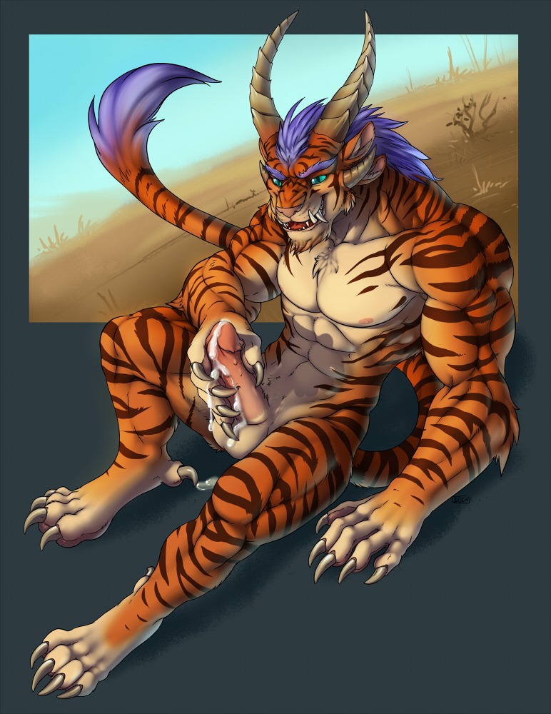 2014 4_toes 5_fingers abs animal_genitalia anthro athletic balls barefoot biceps big_muscles biped bodily_fluids brown_body brown_fur charr chest_tuft claws cum cum_on_balls cum_on_ground cum_on_hand cum_on_penis cum_string cumshot e621 ejaculation erection fangs feet felid fingers fur genital_fluids genitals glistening grimm_(nav) grin guild_wars hair happy horn iggi leaking long_hair looking_at_viewer male mammal manly markings masturbation muscular muscular_anthro muscular_male narrowed_eyes navel nipples nude open_mouth orange_body orange_fur orgasm outside pawpads paws pecs penile penile_masturbation penile_spines penis presenting purple_body purple_fur purple_hair raised_leg shadow sitting sky smile solo spread_legs spreading squint stripes tail tan_body tan_fur teal_eyes teeth toe_claws toes tongue tuft