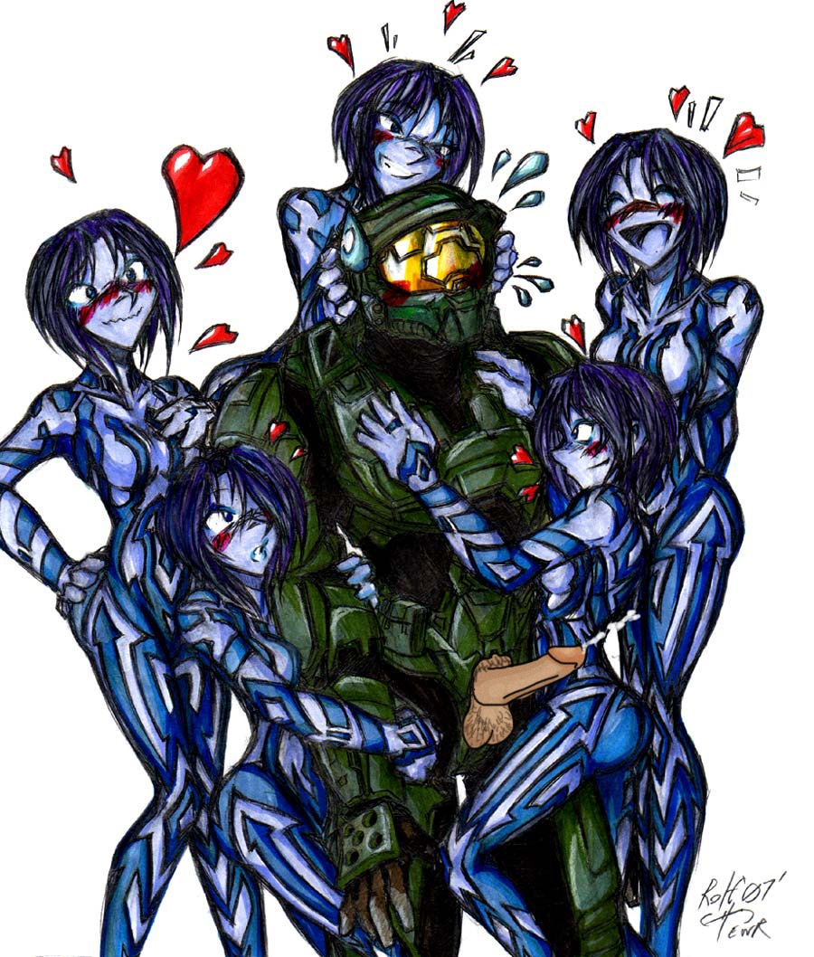 1boy 2d 5girls artificial_intelligence balls ballsack clone cortana cortana_v2 erection female female_focus full-face_helmet hairy_balls halo_(game) halo_(series) harem human male male_human male_spartan_(halo) master_chief microsoft multiple_females multiple_girls nippleless penis penis_out rule34 scrotum smooth_penis spartan_(halo) spartan_ii_(halo) straight testicles thin_eyebrows