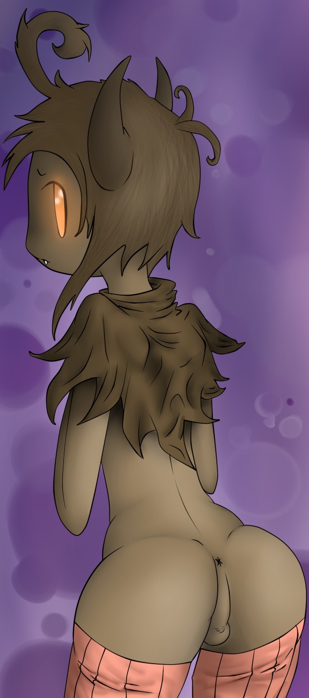 anthro anthrofied anus backsack balls biped bottomless brown_clothing brown_hair brown_topwear butt capelet cloak clothed clothing digital_media_(artwork) e621 fangs femboy footwear generation_6_pokemon genitals ghost glowing glowing_eyes hair hi_res horn legwear male nintendo orange_clothing orange_eyes orange_legwear perineum pokemon pokemon_(species) pokemorph presenting presenting_hindquarters pumpkaboo rear_view shota shy socks solo spirit teeth thigh_highs thigh_socks topwear xxmysteryxx young young_anthro young_male
