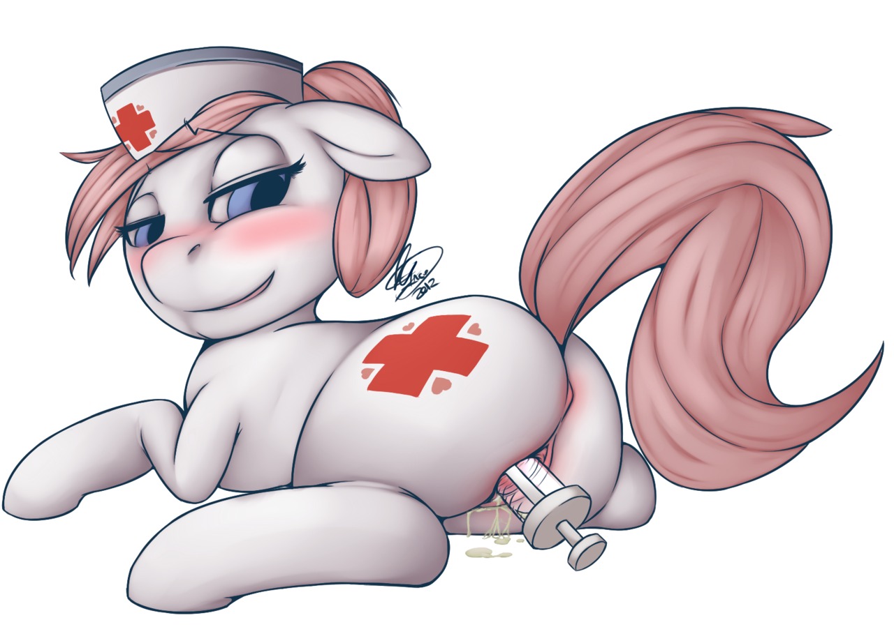 earth_pony equine female female_only feral florecentmoo friendship_is_magic fur horse my_little_pony nurse_redheart pink_fur pony rule34 solo straight_hair tagme tail white_fur